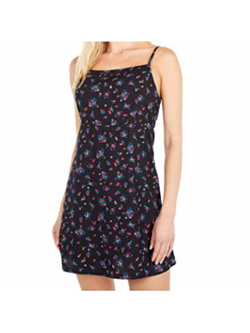 Vans Black Floral Top with Pink and Blue Accents